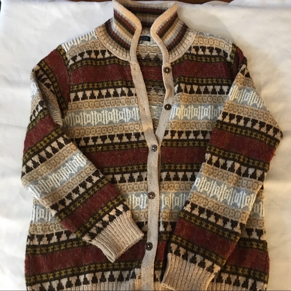Vintage Novica Allaca Wool cardigan sweater sz med